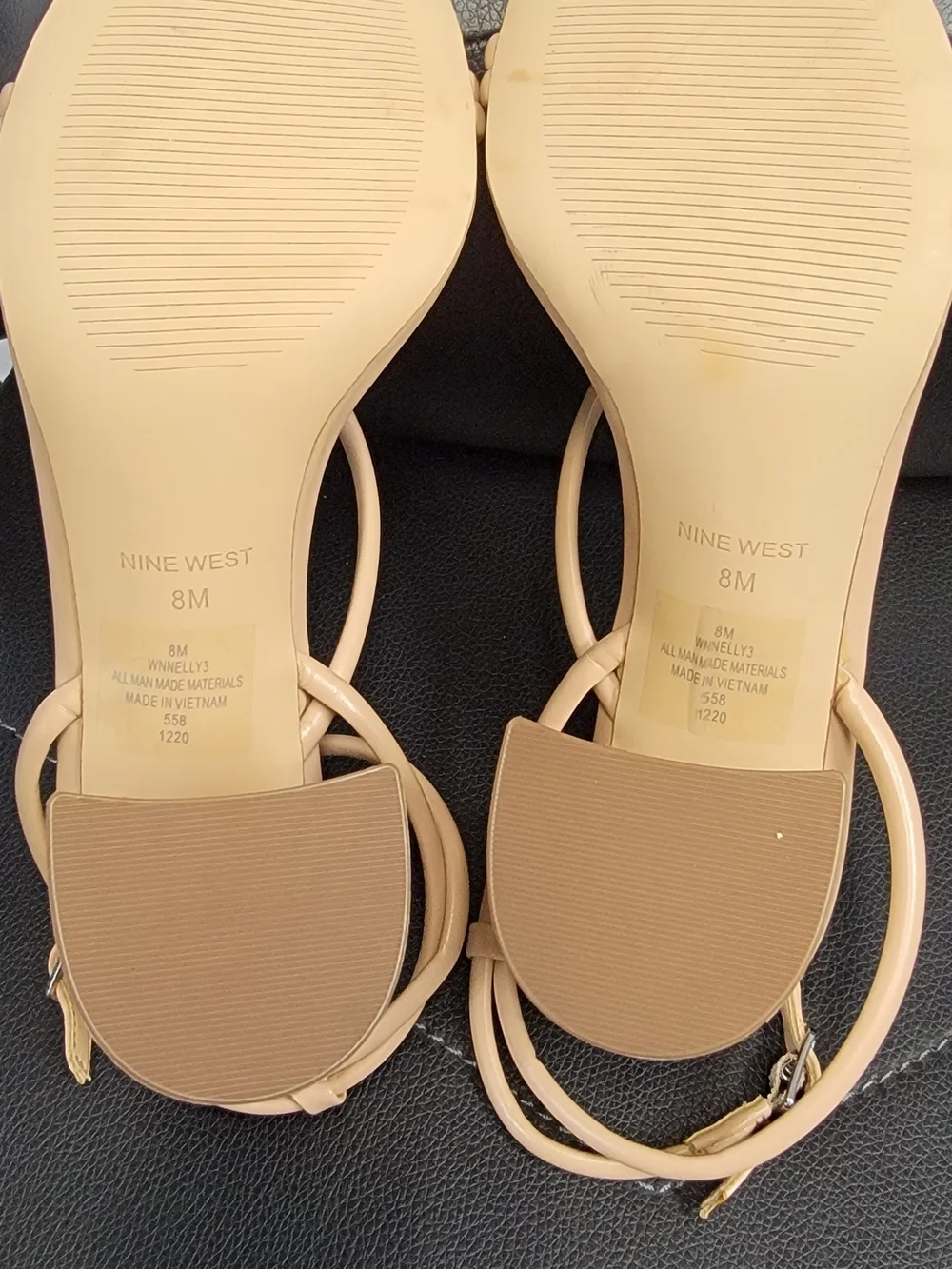 Nine West Beige Strappy Block Heel Sandals